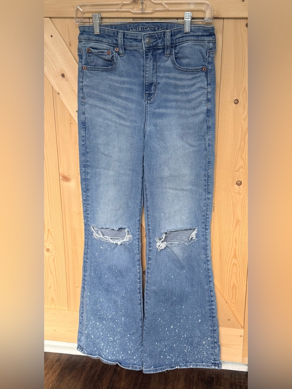 American Eagle Outfitters Light Blue Distressed Flare Jeans